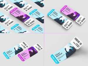 Free Customizable Ticket Mockups PSD set