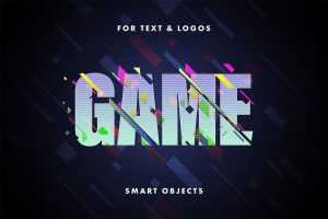 Free Cyber Glitching Effect Text and Logo Mockup PSD Template