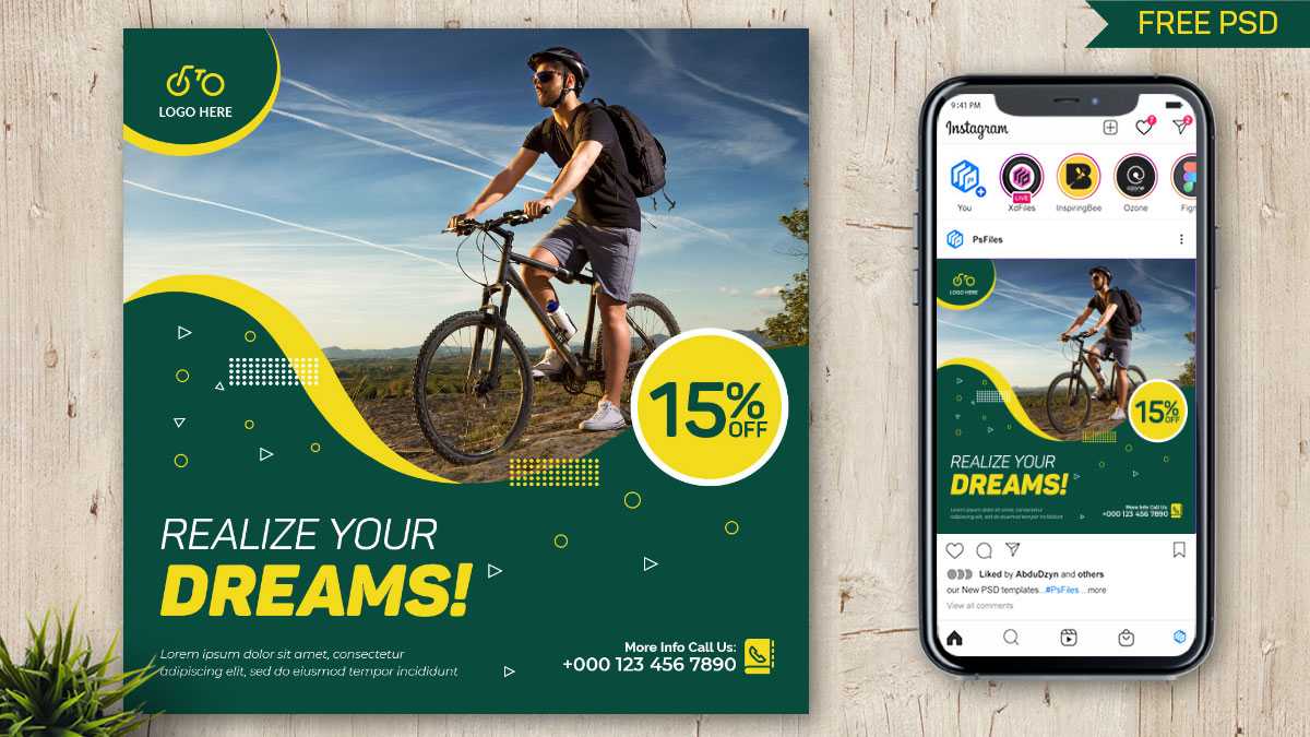Free Cycle Store Sale Instagram Post Design PSD Template