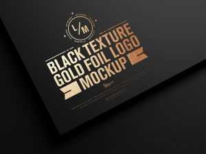 Free Dark Paper Gold Foil Stamping Logo Mockup PSD