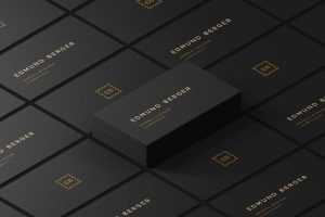 Free Dark Texture Paper Business Card Mockup PSD
