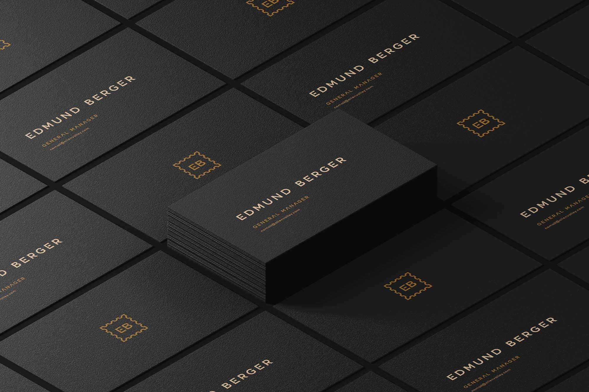 Free Dark Texture Paper Business Card Mockup PSD