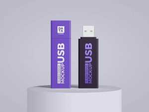 Free Data Storage USB Flash Drive Mockup PSD