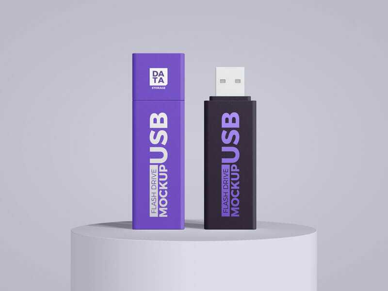 Free Data Storage USB Flash Drive Mockup PSD