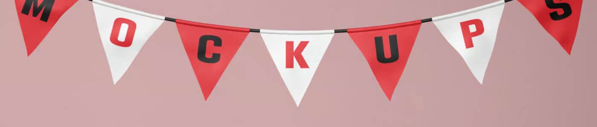 Free Decoration Garland Flag Mockup PSD Free Decoration Garland Flag Mockup PSD