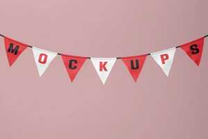 Free Decoration Garland Flag Mockup PSD