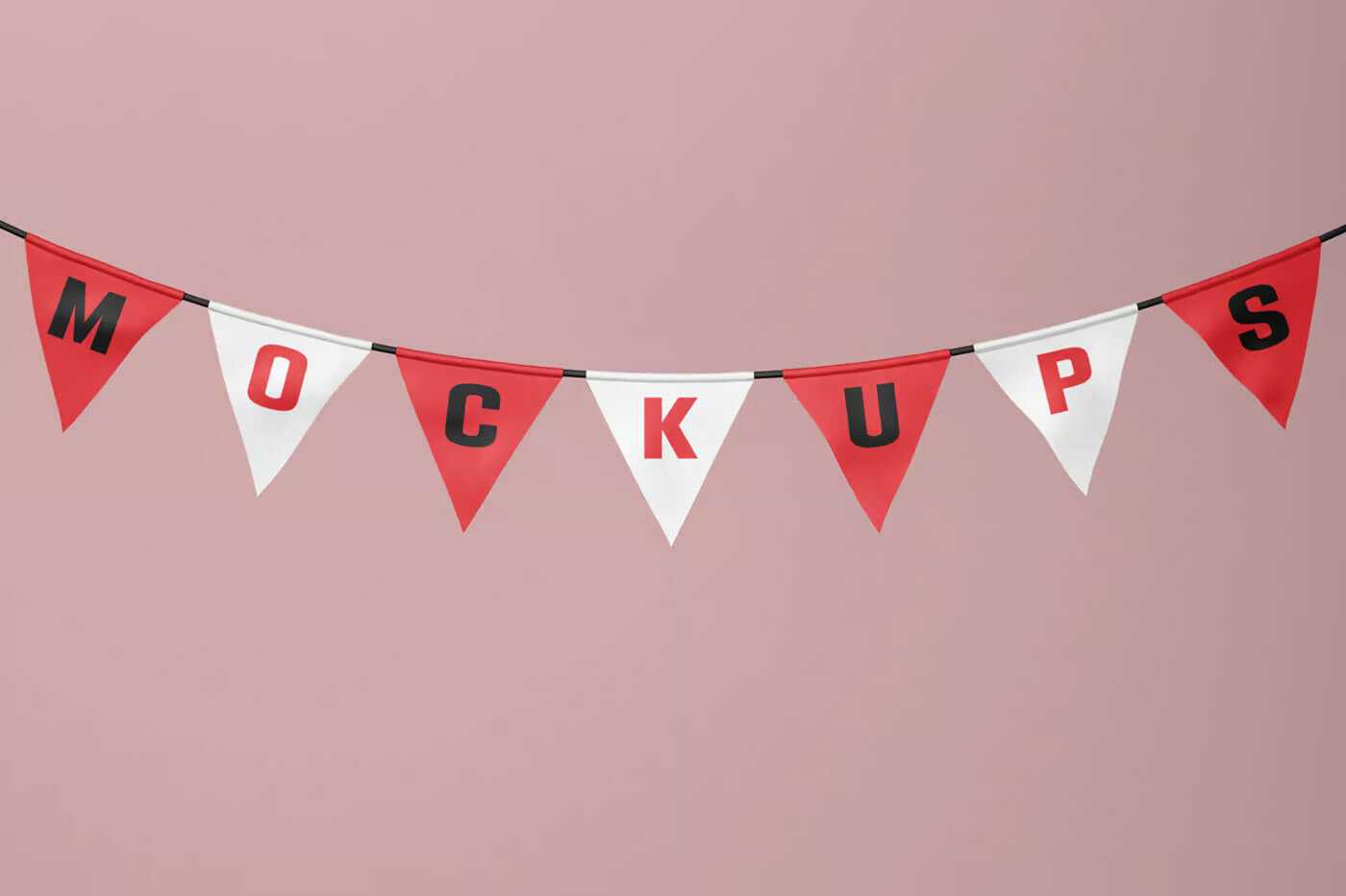 Free Decoration Garland Flag Mockup PSD