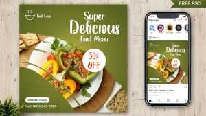 Free Delicious Food Menu Social Media Post Design Template PSD