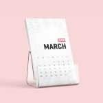 Free Desk Calendar Mockup with stand
