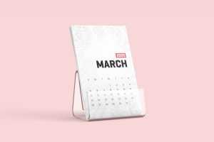 Free Desk Calendar Mockup with stand