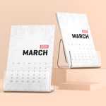 Free Desk Calendar With Plastic Stand Mockup