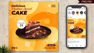 Free Dessert and Cake Shop Instagram Post Template PSD