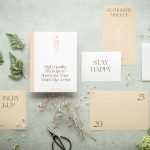 Free Different Size Paper Card Mockup Set Top view for Save the Date Shoot
