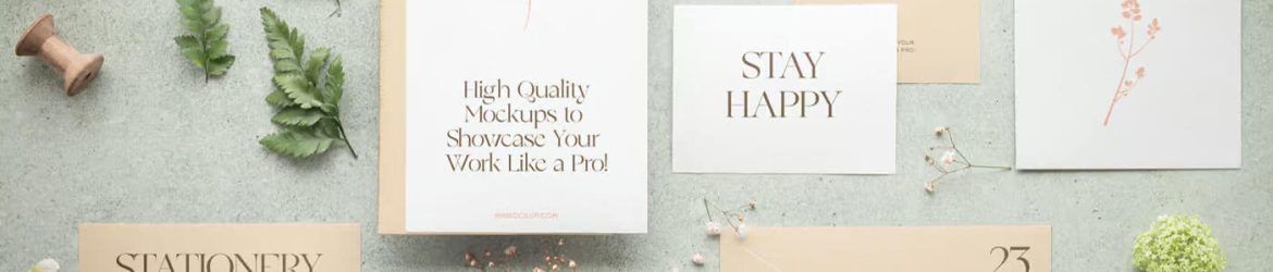 Free Different Size Paper Card Mockup Set Top view for Save the Date Shoot