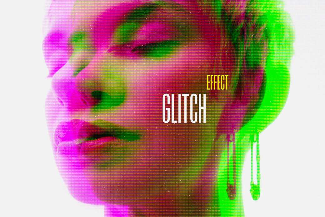 Free Digital Glitch Effect PSD Template
