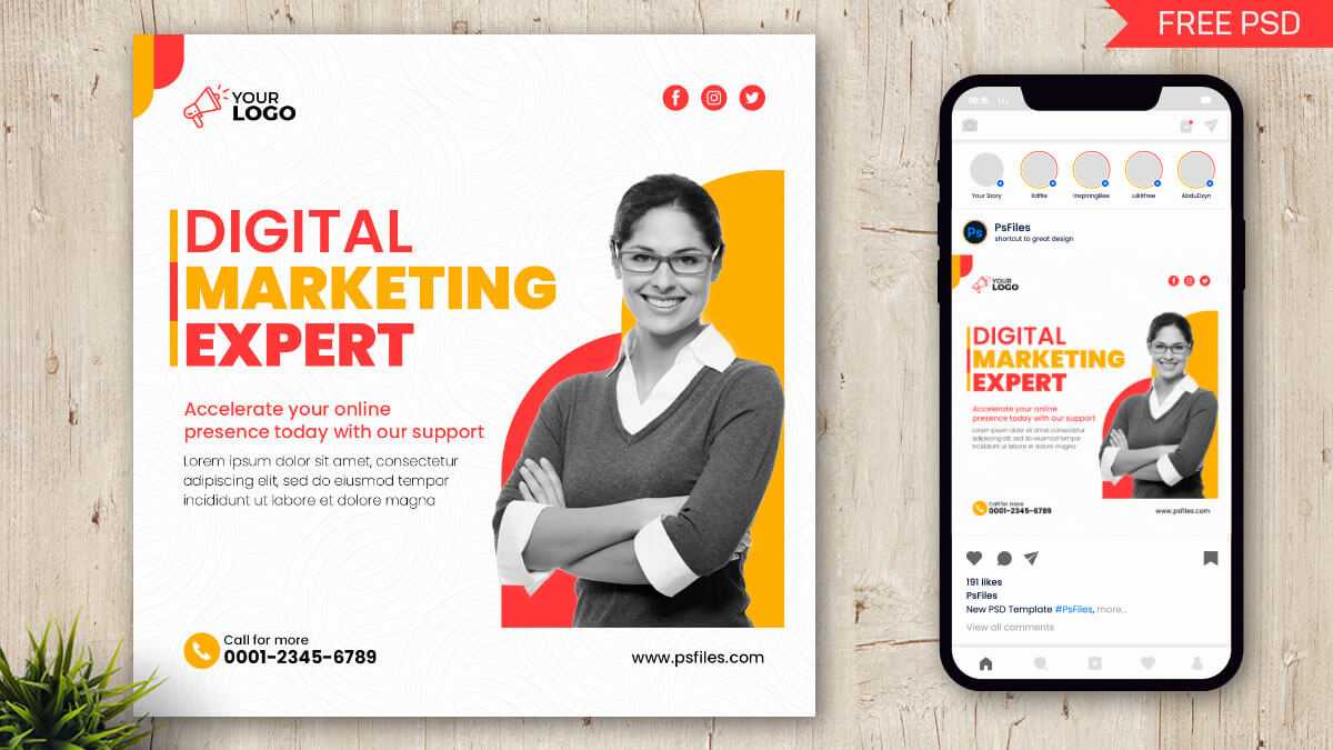 Free Digital Marketing Agency Insta Post Design PSD Template