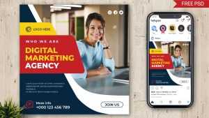 Free Digital Marketing Agency Instagram Post Design Template PSD 06