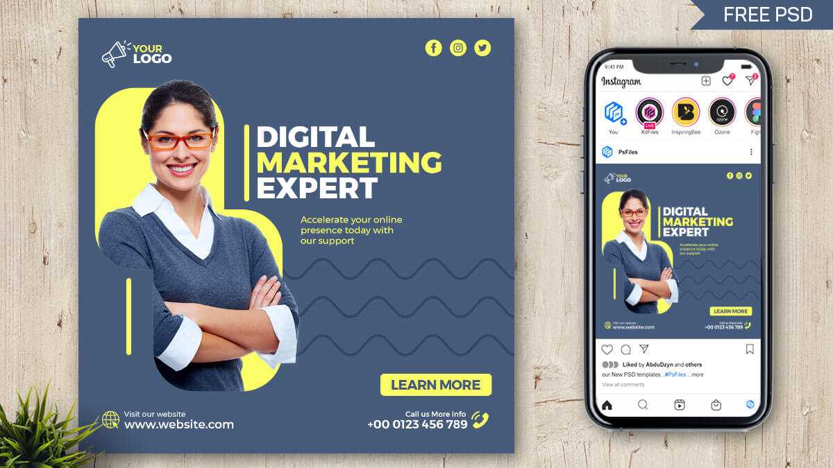 Free Digital Marketing Agency Instagram Post Promo Design PSD Template