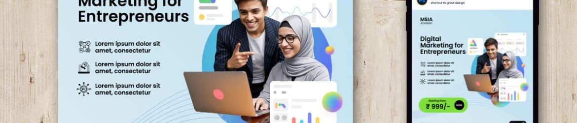 Free Digital Marketing Course Social Media Post Mockup PSD for Entrepreneurs