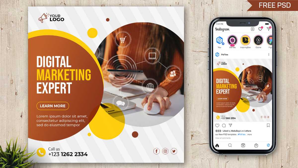 Free Digital Marketing Expert Instagram Post PSD Template 09