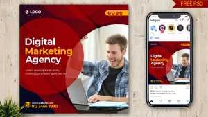 Free Digital Marketing Social Media Post Design Template PSD 04