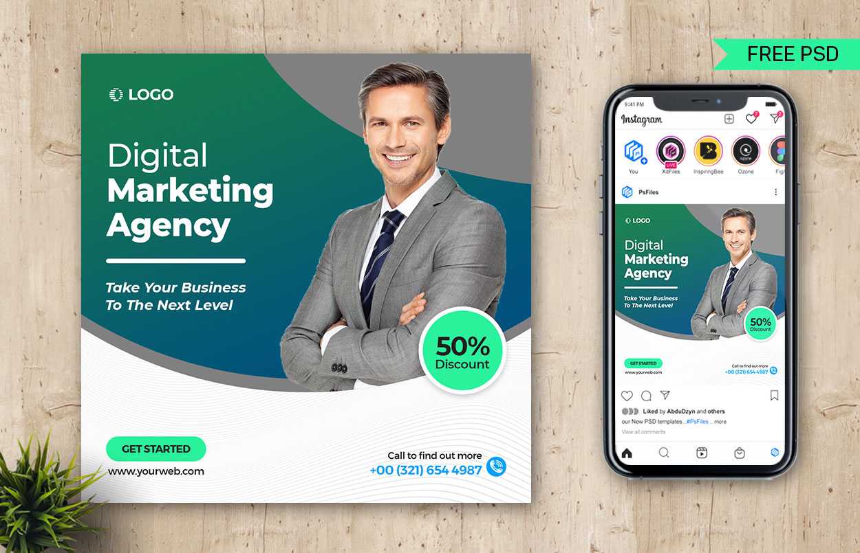 Free Digital Marketing Social Media Post PSD Template 03