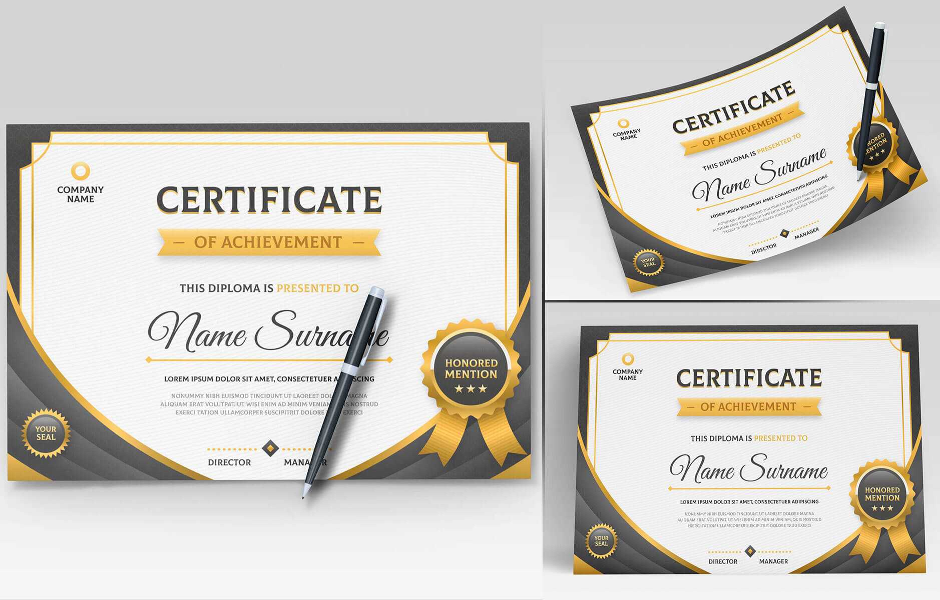 Free Diploma / Certificate Mockups PSD Set