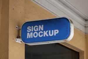 Free Dirty Dust-Covered Signboard Mockup PSD