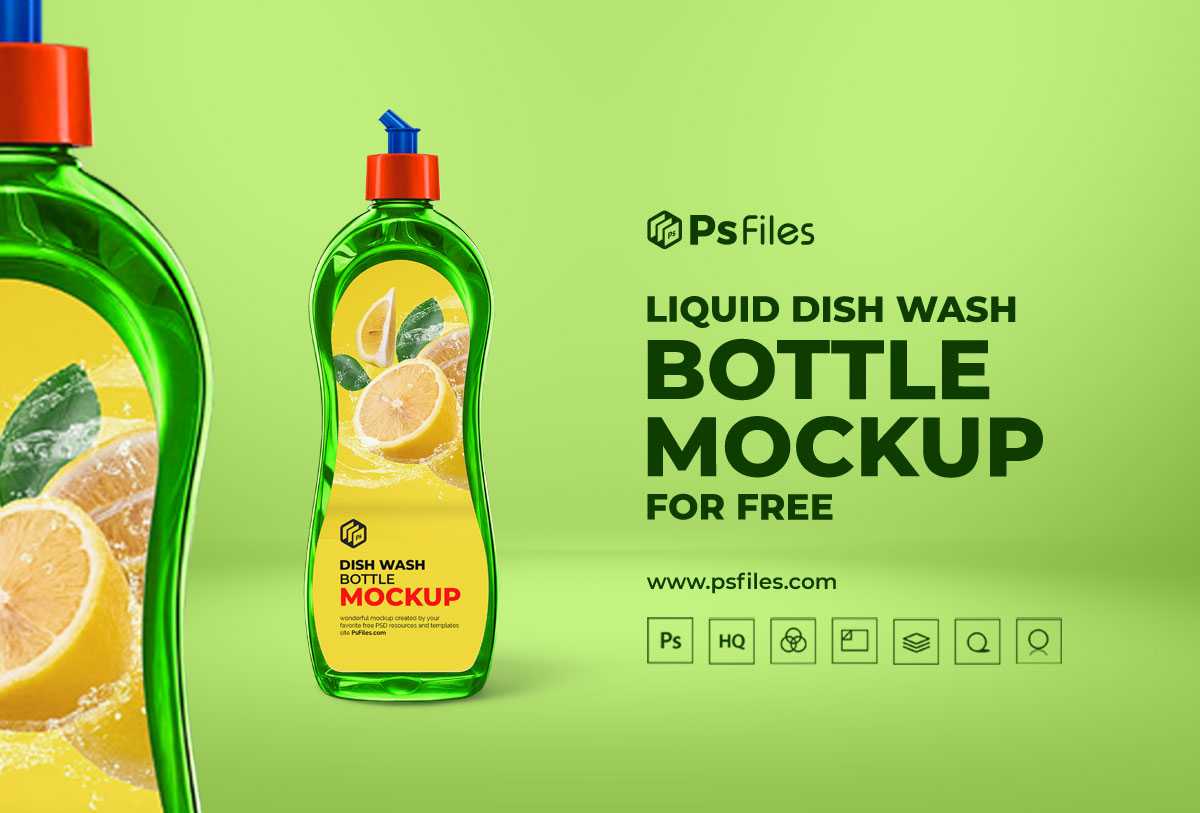 Free Dish Wash Bottle Mockup for Branding - Best Free Mocckups