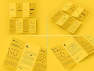 Free DL 4 Fold Accordion Brochure Mockups PSD Set