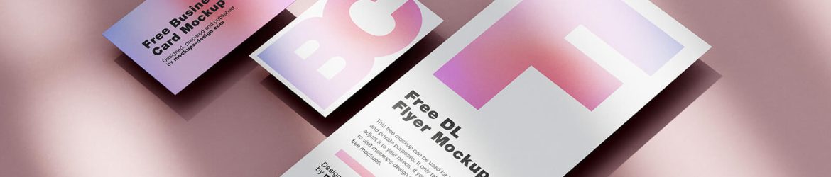 Free DL Flyer with Business Card Mockups PSD set
