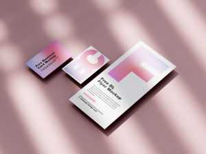 Free DL Flyer with Business Card Mockups PSD set