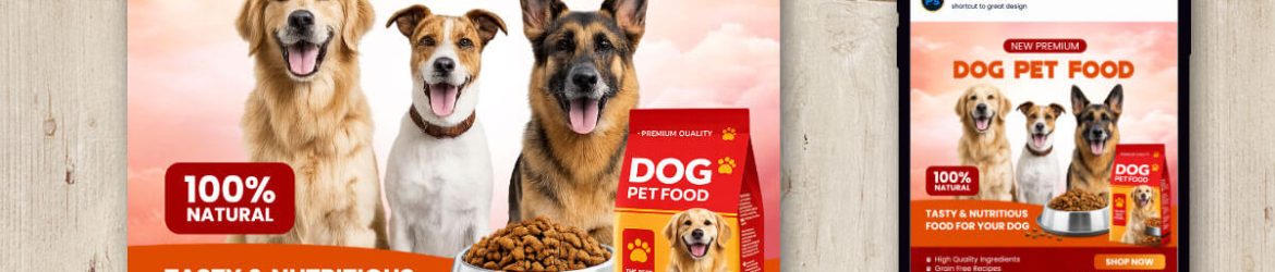Free Dog Pet Food Social Media Post PSD Template
