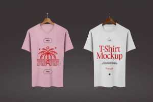 Free Double Hanging T-Shirt’s Mockup PSD
