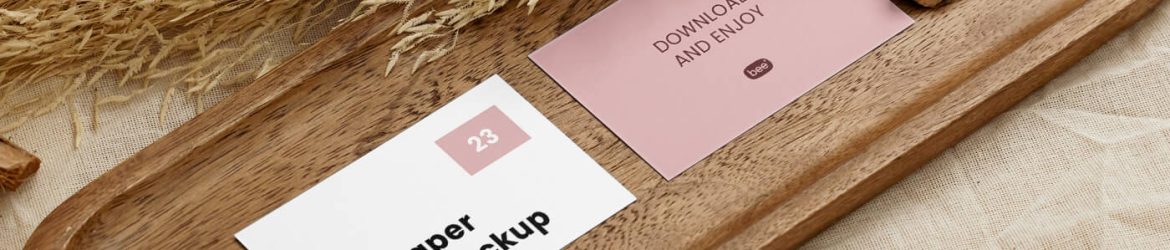 Free Double Thin Business Cards Mockup Scene