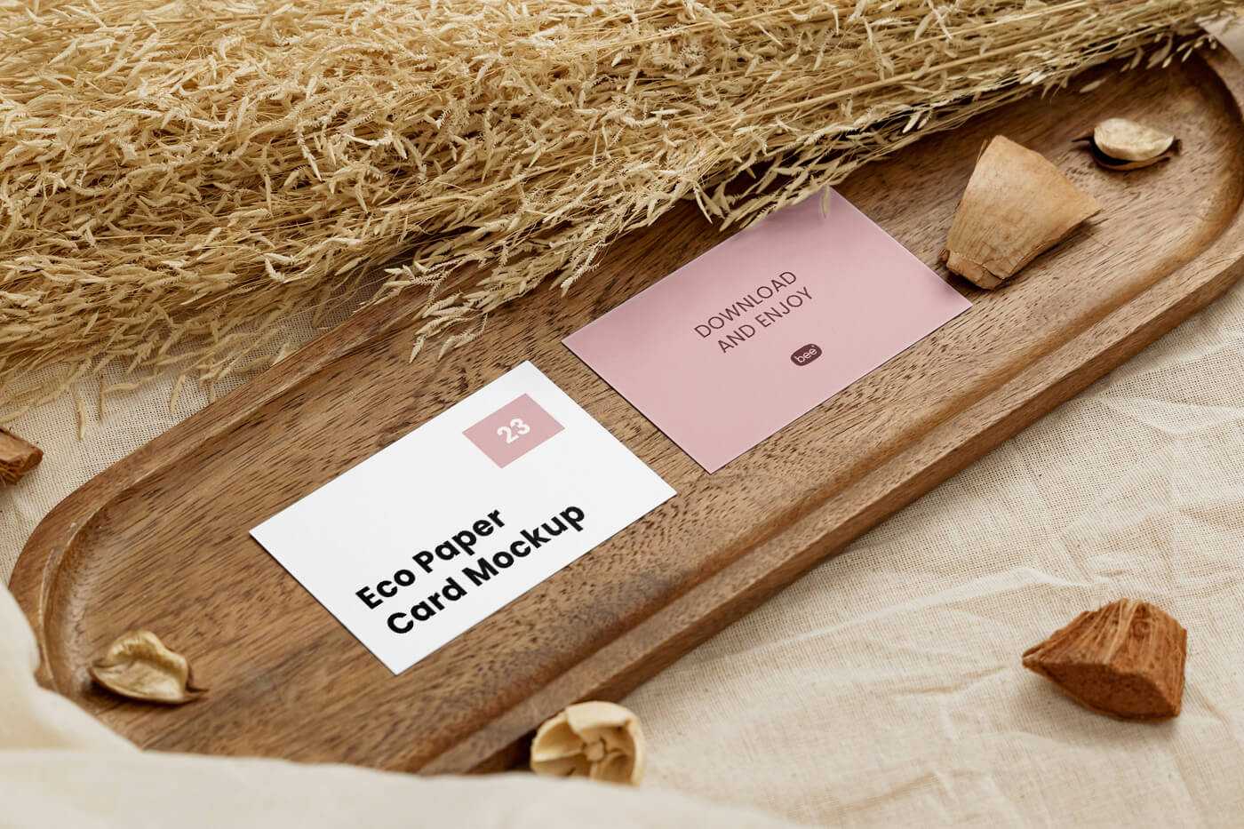Free Double Thin Business Cards Mockup Scene