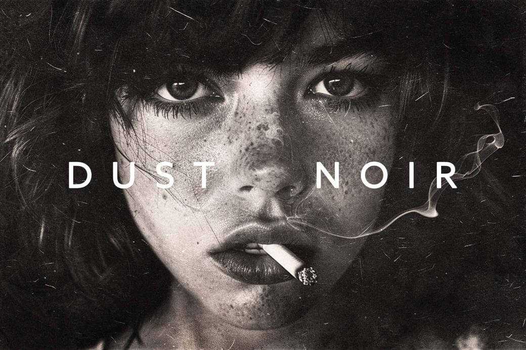 Free Dust Noir Black and White Overlay Photo Effect PSD Template File