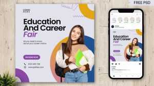 Free Education & Career Fair Instagram Post Design PSD Template