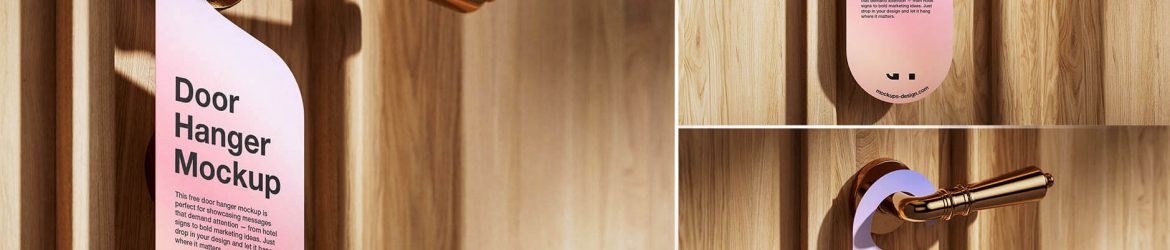 Free Elegant Door Hanger Mockup PSD Set