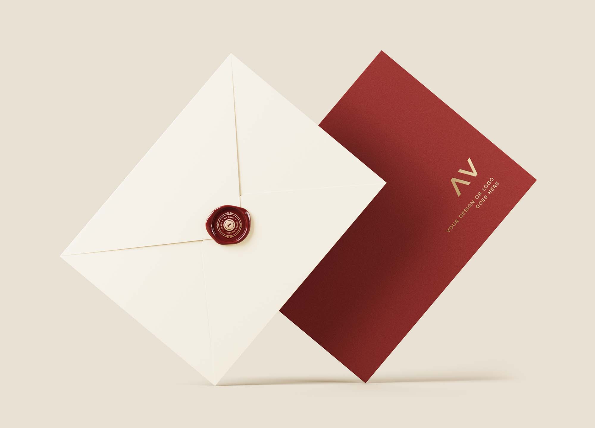 Free Elegant Envelope Gold foil Logo Mockup