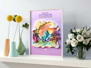 Free Elegant Interior Poster Frame Mockup PSD