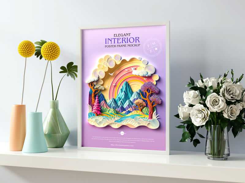 Free Elegant Interior Poster Frame Mockup PSD