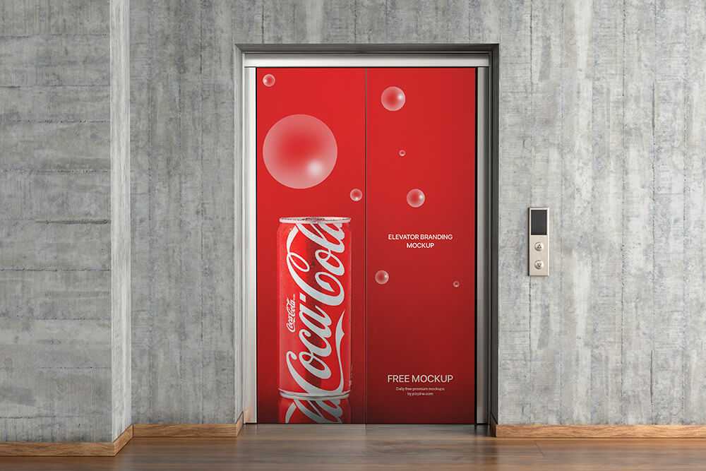 Free Elevator Door Branding Mockup PSD