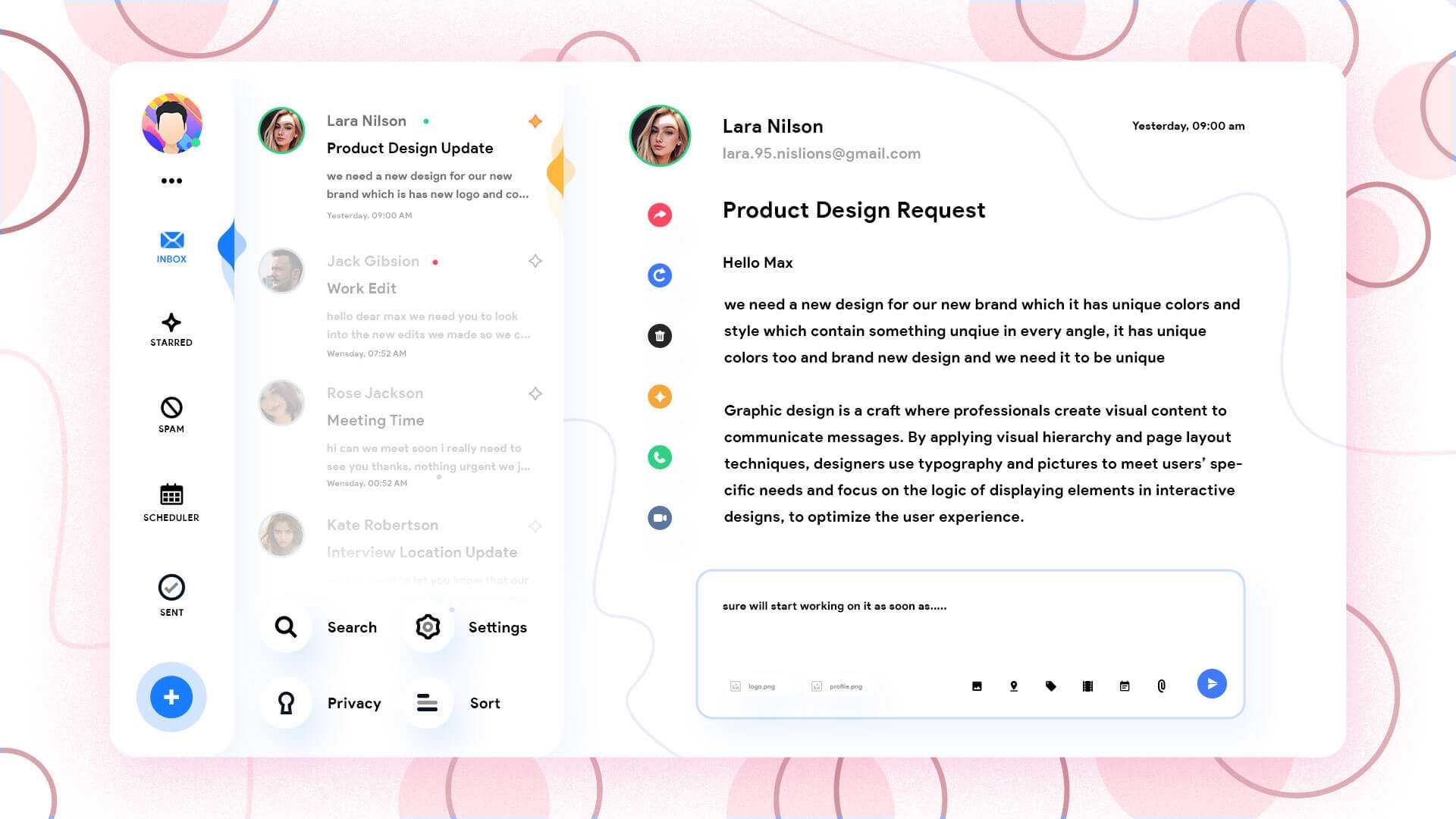 Free Email UI Kit Design Template PSD