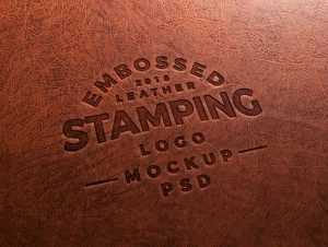 Free Embossed Leather Stamping Logo Mockup PSD