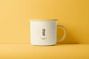 Free Enamel Mug PSD Mockup