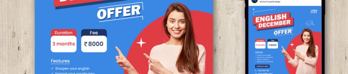 Free English Learning Course Offer Poster Design PSD Template Free English Learning Course Offer Poster Design PSD Template
