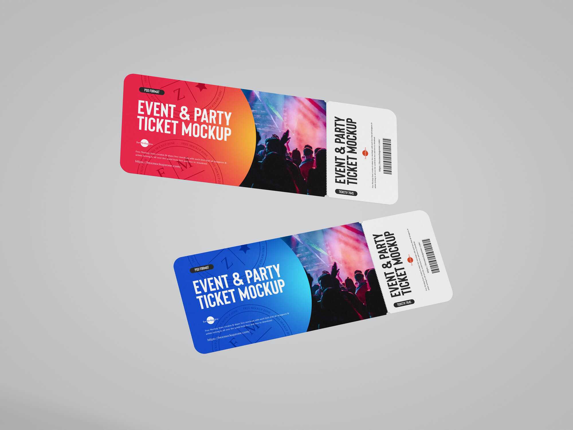Free Event and Party Tickets Mockup PSD