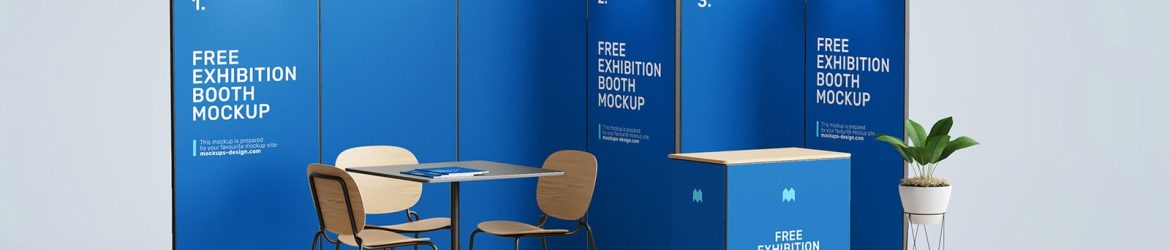 Free Exhibition Display Booth Mockup PSD Set