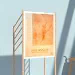 Free Exhibition Poster Mockup in Wooden Stand